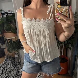 Eloise Anthropologie Lace Trimmed Cami White Size Small